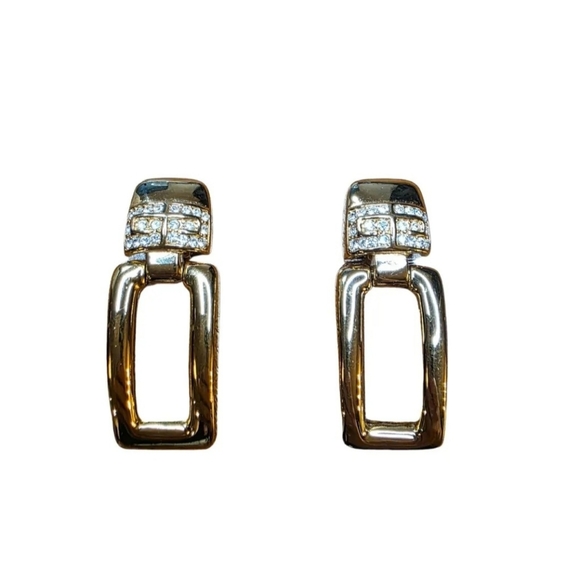 Vintage Givenchy Paris Clip-On Earrings – Gold Plated with Pave Crystal Detail